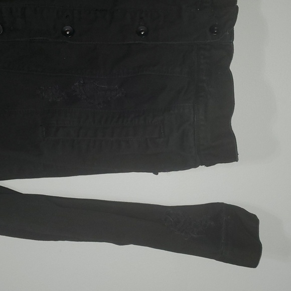 Hot Topic jacket men's size small black destructed denim unisex 100% Cotton - Picture 3 of 10